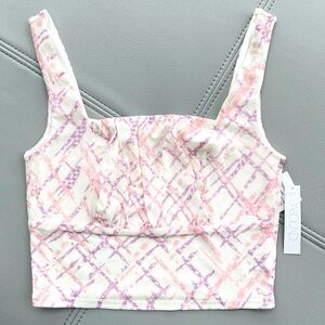 NWT! ABOUND Printed
Shirred Sleeveless Top
IVORY & PINK CROSS
HATCH PLAID Size S